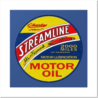 Retro Streamline Motor Oil Sign Posters and Art